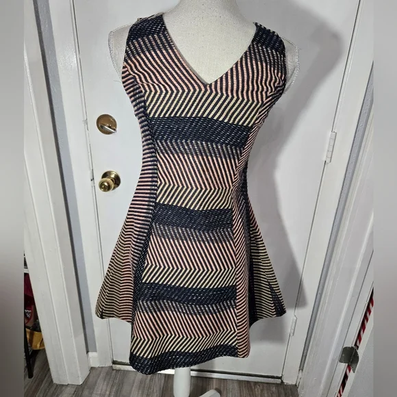 Skies Are Blue A Line Dress Multi Stripe Detail Sz Xs - Picture 2 of 13
